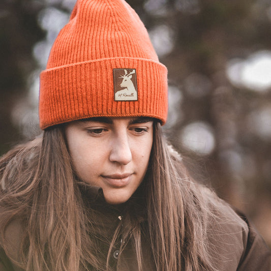 Roselli Hunting Beanie orange in merino and cashmere wool