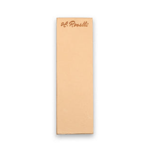 Rosellis handmade leather strop made from curly birch and Finnish vegetable leather for sharpening and care.  